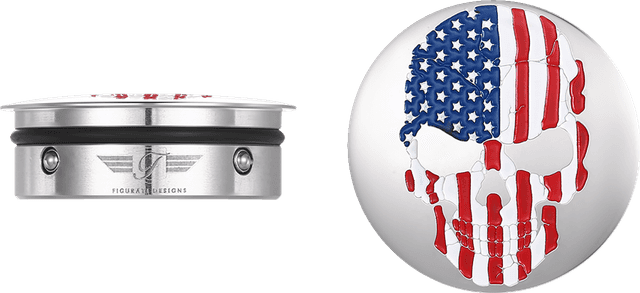 FIGURATI DESIGNS 1303-0360 Swing Arm Covers - Red/White/Blue Flag Skull — image 1 of 3