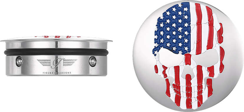 FIGURATI DESIGNS 1303-0360 Swing Arm Covers - Red/White/Blue Flag Skull — image 1 of 3