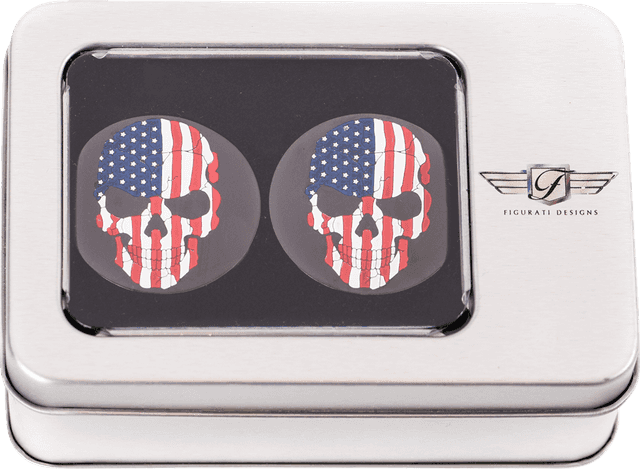 FIGURATI DESIGNS 1303-0361 Swing Arm Covers - Red/White/Blue Flag Skull - Custom - Black — image 3 of 5
