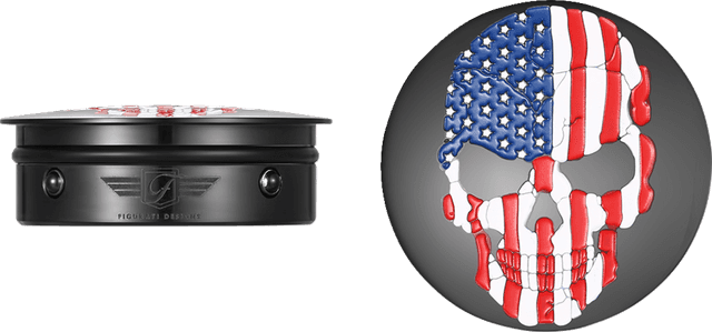 FIGURATI DESIGNS 1303-0361 Swing Arm Covers - Red/White/Blue Flag Skull - Custom - Black — image 1 of 5