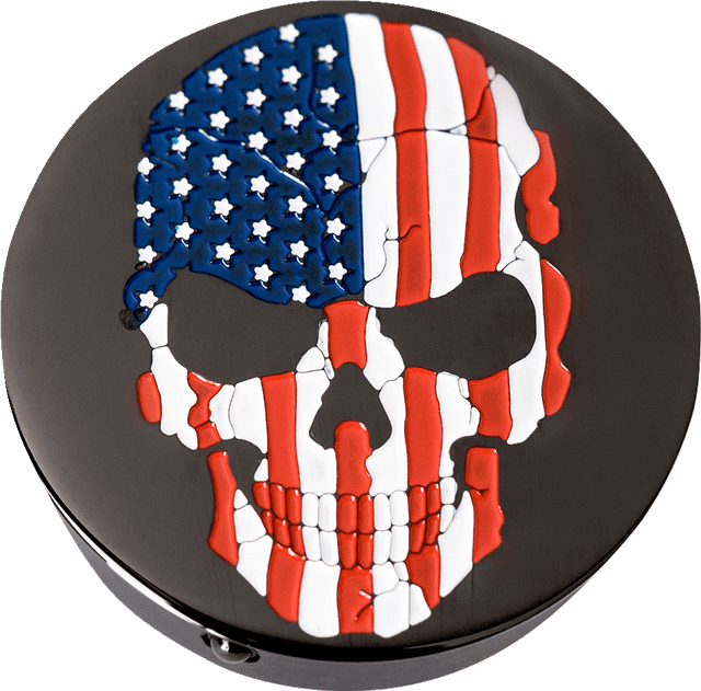 FIGURATI DESIGNS 1303-0361 Swing Arm Covers - Red/White/Blue Flag Skull - Custom - Black — image 5 of 5