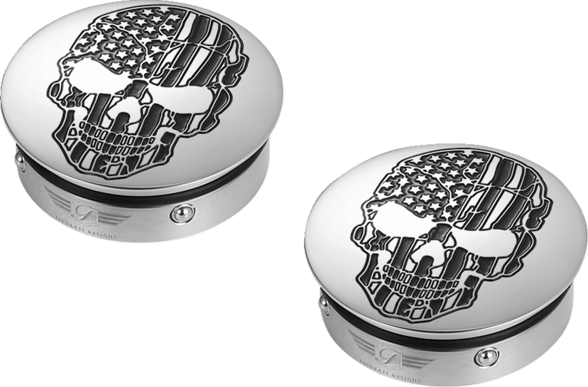 FIGURATI DESIGNS 1303-0363 Swing Arm Covers - Contrast Cut - American Flag Skull - Custom — image 2 of 4