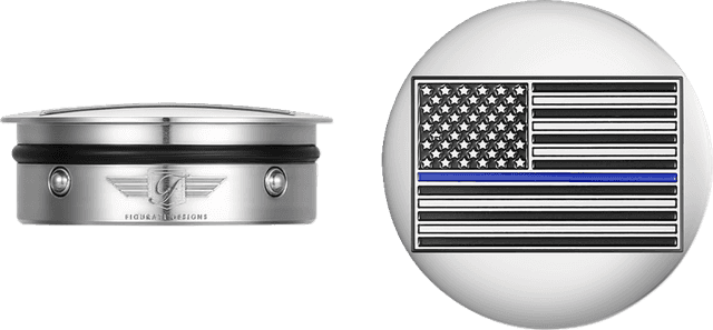 FIGURATI DESIGNS 1303-0371 Swing Arm Covers - Blue Line American Flag - Custom - Reversed — image 2 of 5