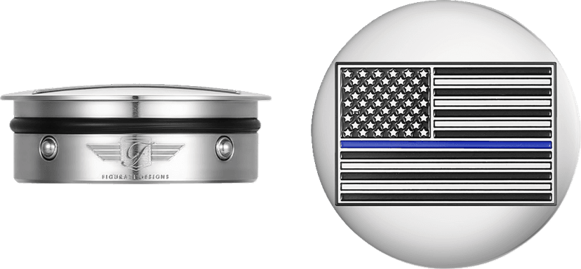 FIGURATI DESIGNS 1303-0371 Swing Arm Covers - Blue Line American Flag - Custom - Reversed — image 2 of 5