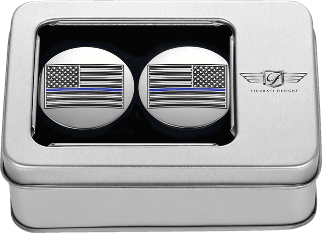 FIGURATI DESIGNS 1303-0371 Swing Arm Covers - Blue Line American Flag - Custom - Reversed — image 4 of 5