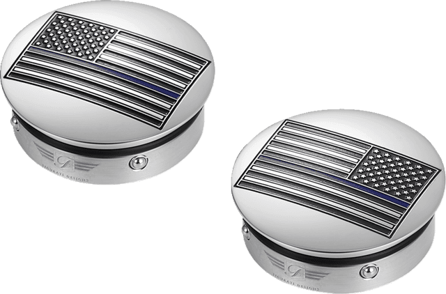 FIGURATI DESIGNS 1303-0371 Swing Arm Covers - Blue Line American Flag - Custom - Reversed — image 3 of 5