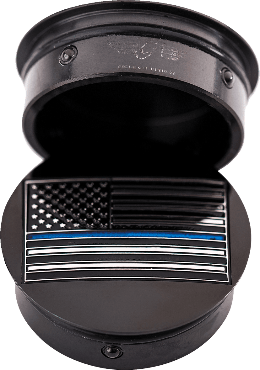 FIGURATI DESIGNS 1303-0372 Swing Arm Covers - Blue Line American Flag - Custom - Black - Reversed — image 5 of 5
