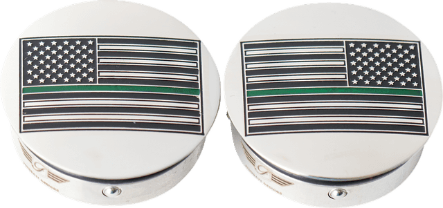 FIGURATI DESIGNS 1303-0373 Swing Arm Covers - Green Line American Flag - Custom - Reversed — image 1 of 5