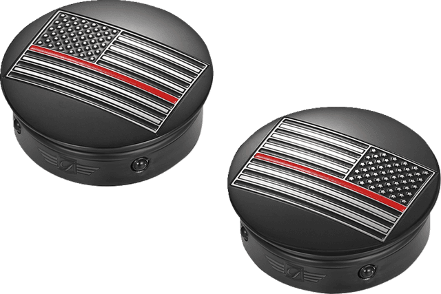 FIGURATI DESIGNS 1303-0375 Swing Arm Covers - Red Line American Flag - Custom - Black - Reversed — image 3 of 5