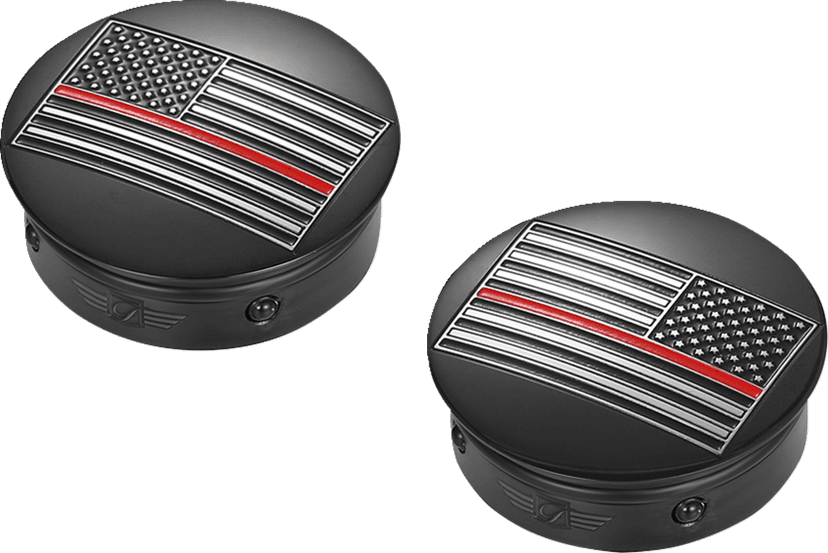 FIGURATI DESIGNS 1303-0375 Swing Arm Covers - Red Line American Flag - Custom - Black - Reversed — image 3 of 5