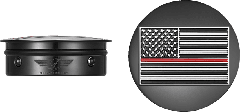 FIGURATI DESIGNS 1303-0375 Swing Arm Covers - Red Line American Flag - Custom - Black - Reversed — image 2 of 5