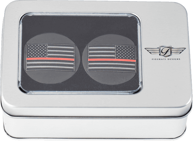 FIGURATI DESIGNS 1303-0375 Swing Arm Covers - Red Line American Flag - Custom - Black - Reversed — image 4 of 5