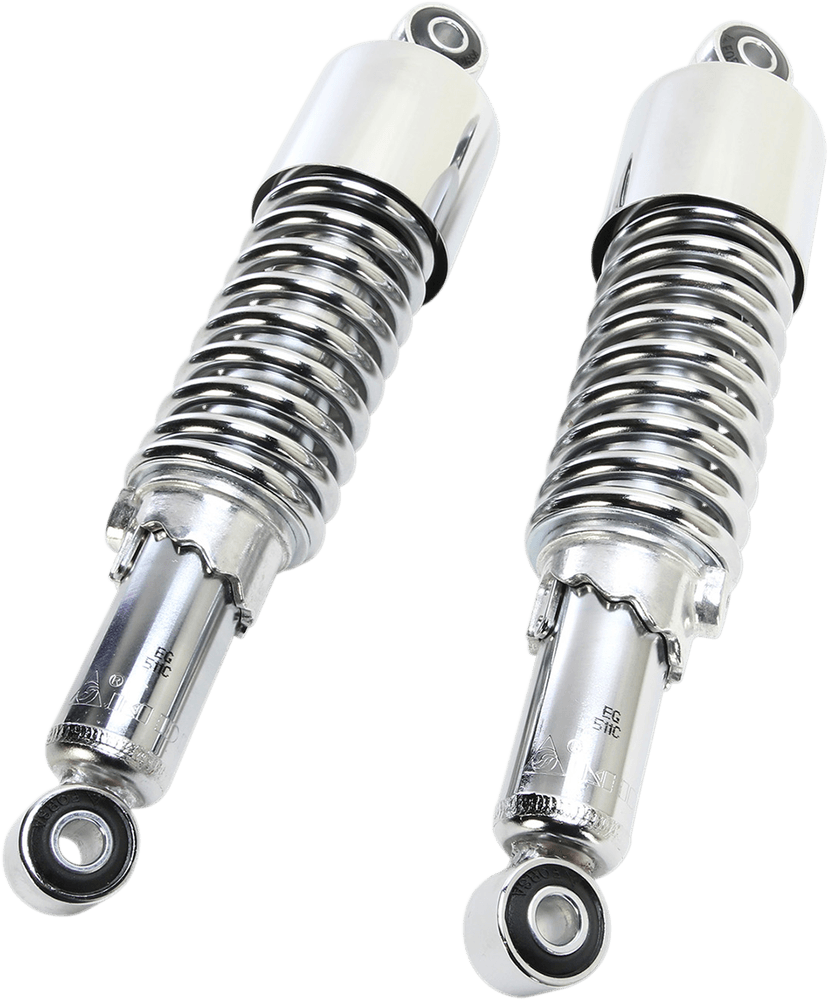 EMGO 1310-1211 Custom Shorty Shocks with Shroud - Chrome Body/Chrome Spring Finish - Eye Lowering