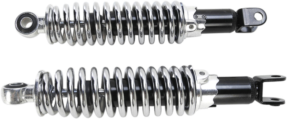 EMGO 1310-1217 Custom Shorty Shocks with Shroud - Black Body/Chrome Spring Finish - Clevis Lowering