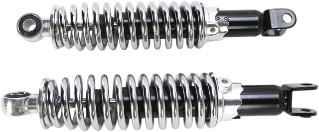EMGO 1310-1217 Custom Shorty Shocks with Shroud - Black Body/Chrome Spring Finish - Clevis Lowering