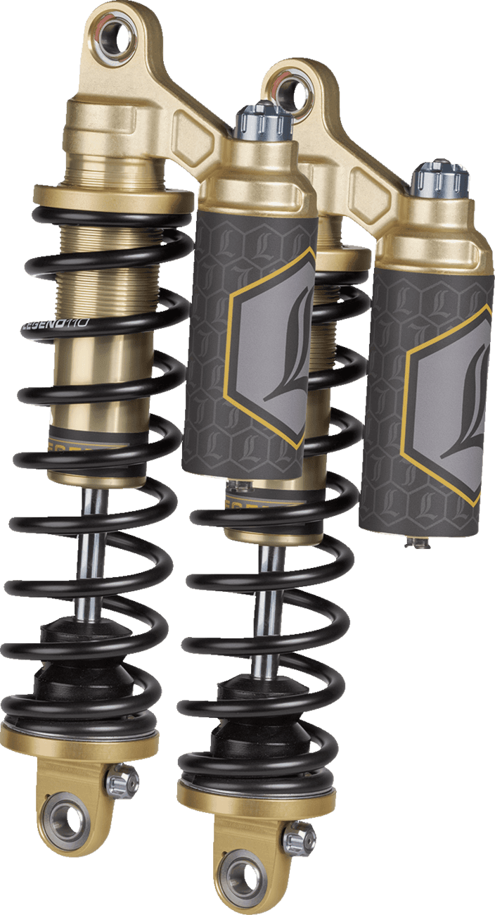 LEGEND SUSPENSION 1310-1917 REVO ARC Piggyback Shocks - 14" - Heavy Duty - Gold - '99-'17 Dyna