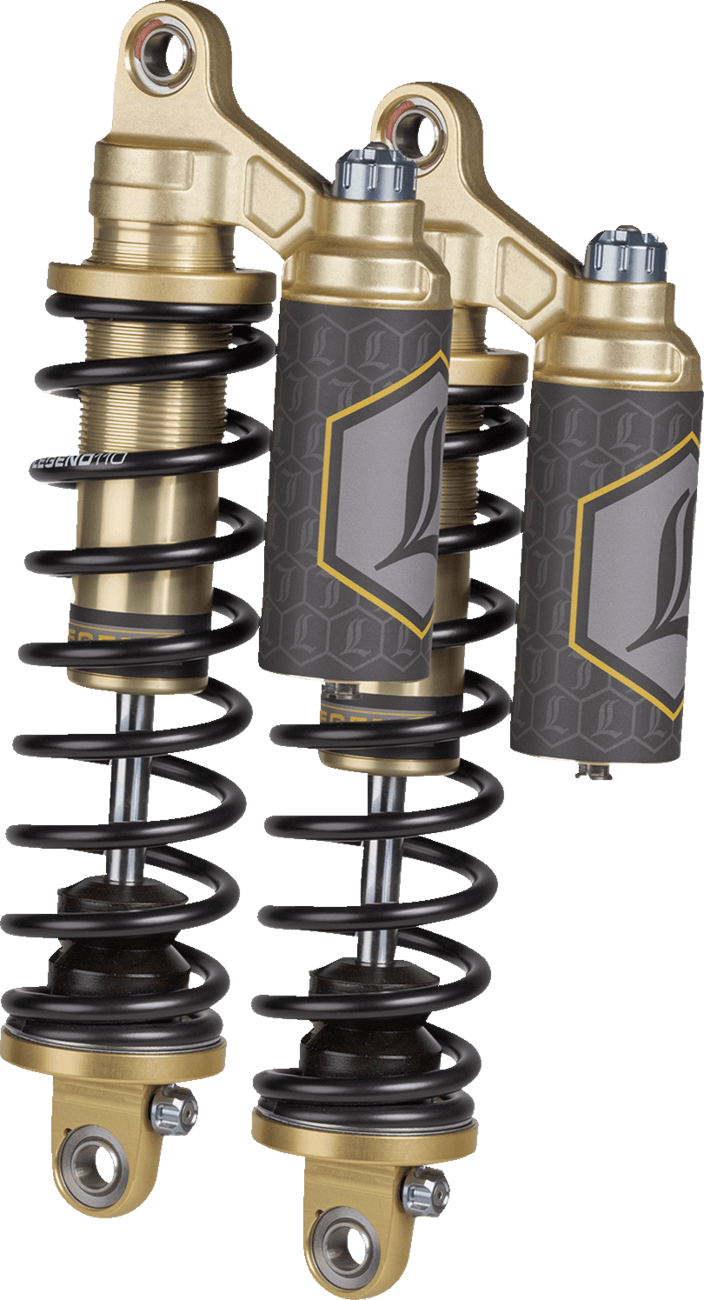 LEGEND SUSPENSION 1310-1919 REVO ARC Piggyback Shocks - 13" - Heavy Duty - Gold - '04-'22 Sportster — image 1 of 2