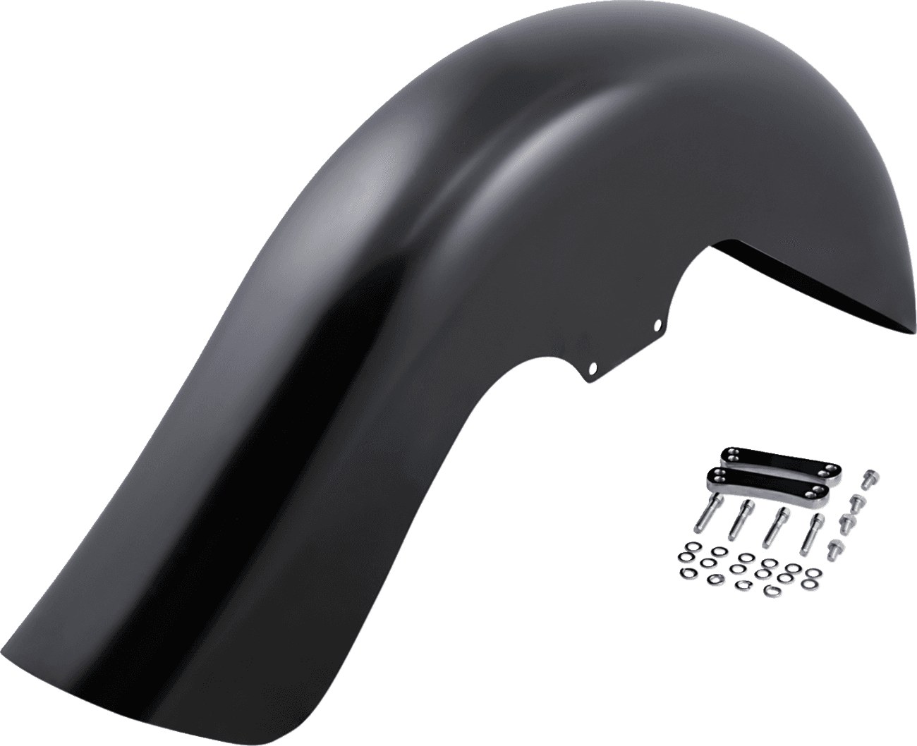 KLOCK WERKS 1401-0424 Benchmark Front Fender - For Raked Frames - Black - 26" - HD Touring/Trike