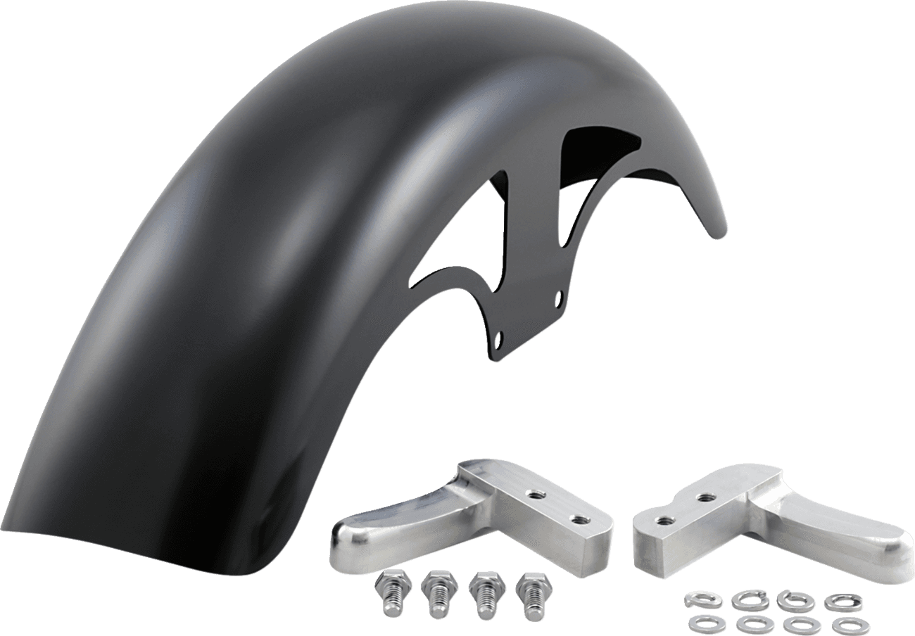 KLOCK WERKS 1401-0542 P-Tom Front Fender - Black - 19" - HD Dyna/Softail