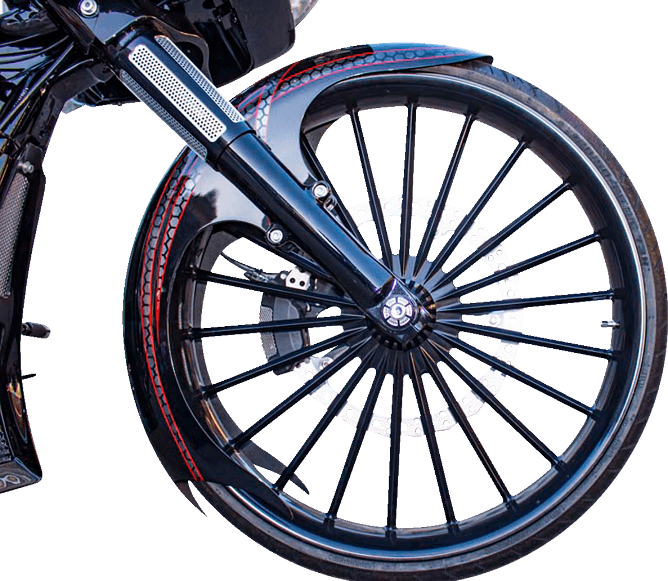PAUL YAFFE BAGGER NATION 1401-0982 Talon Front Fender - 21" Wheel - With Black Adapters - HD Touring