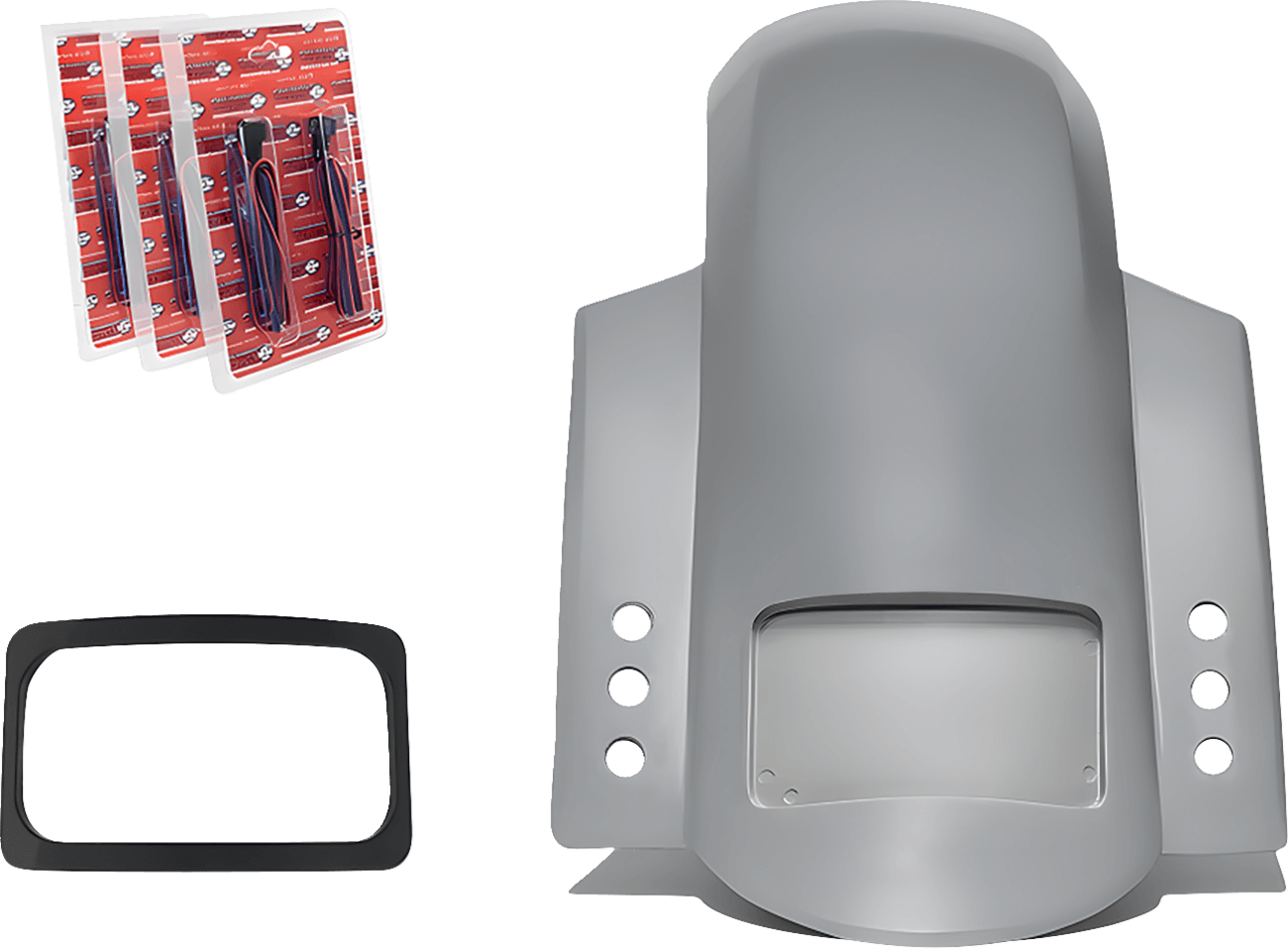 PAUL YAFFE BAGGER NATION 1401-1064 Short Sport Rear Fender - With Black Plate Frame - With Thunder Bolt Taillight - HD Touring