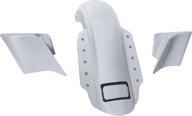 PAUL YAFFE BAGGER NATION 14011181 Swoop Rear Fender - With Side Covers - Black Plate Frame - Lightning Bolts - HD Touring