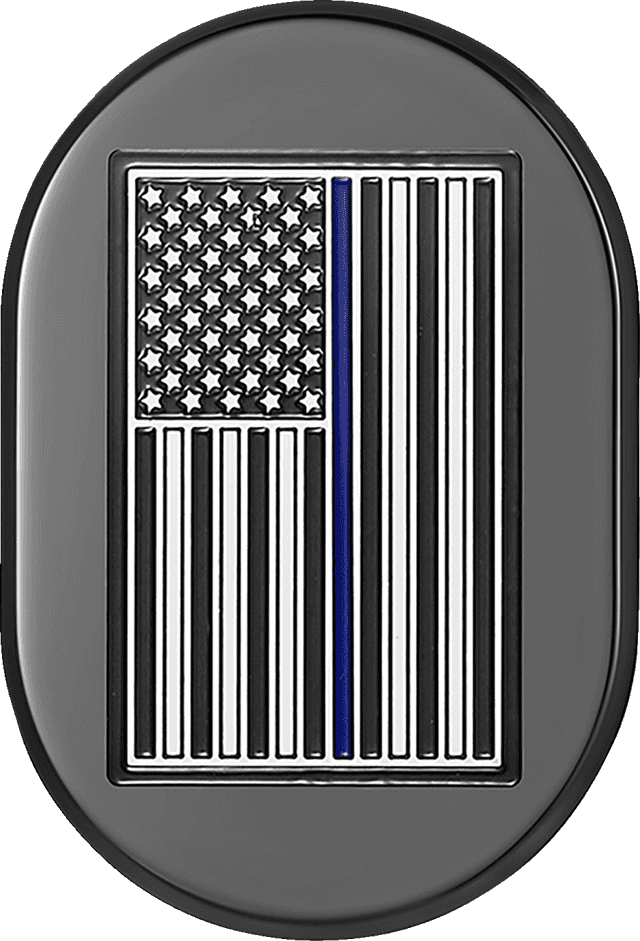 FIGURATI DESIGNS 1405-0312 Antenna Cover - Right Rear Fender - Blue Line American Flag - Black — image 1 of 2