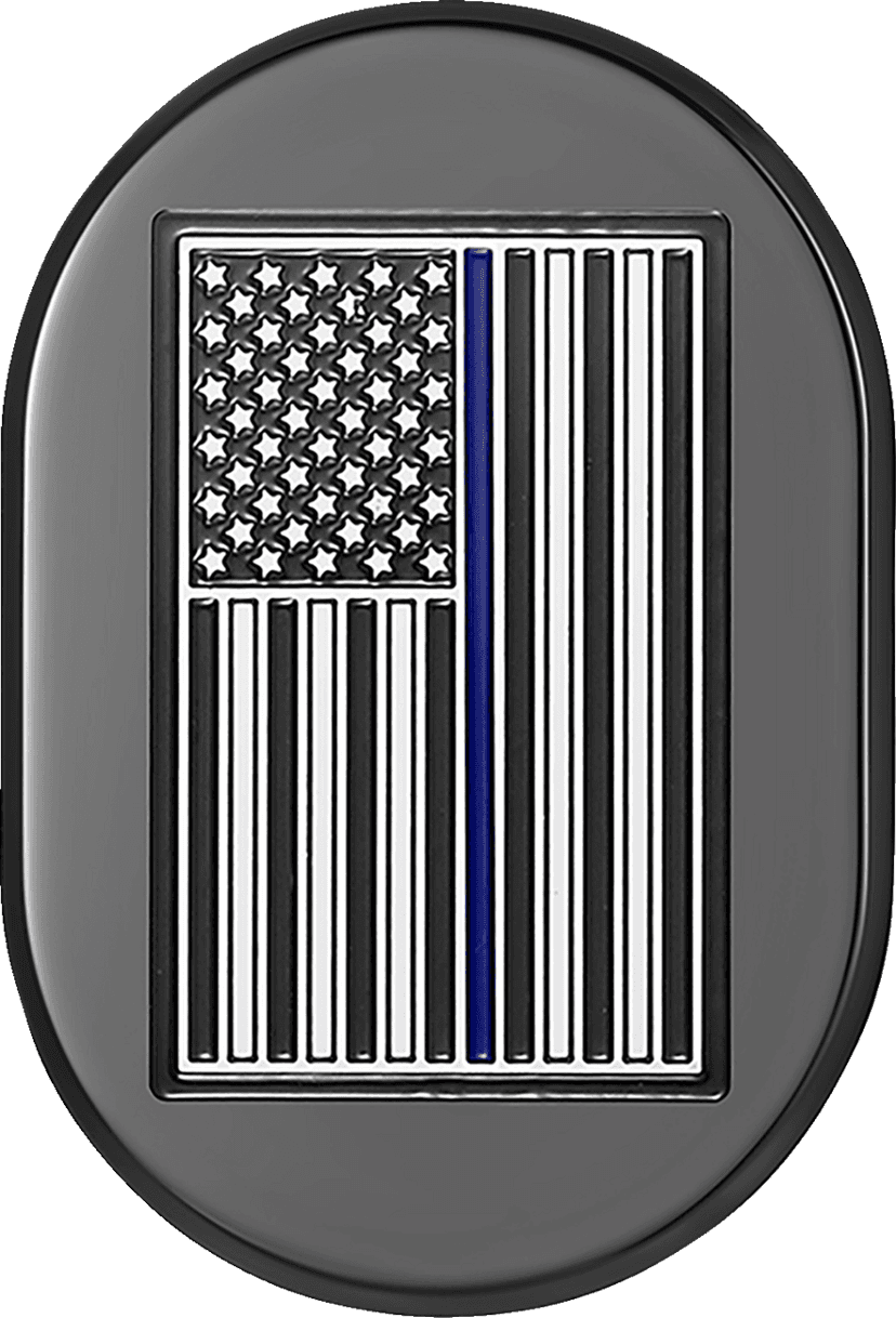 FIGURATI DESIGNS 1405-0312 Antenna Cover - Right Rear Fender - Blue Line American Flag - Black — image 1 of 2