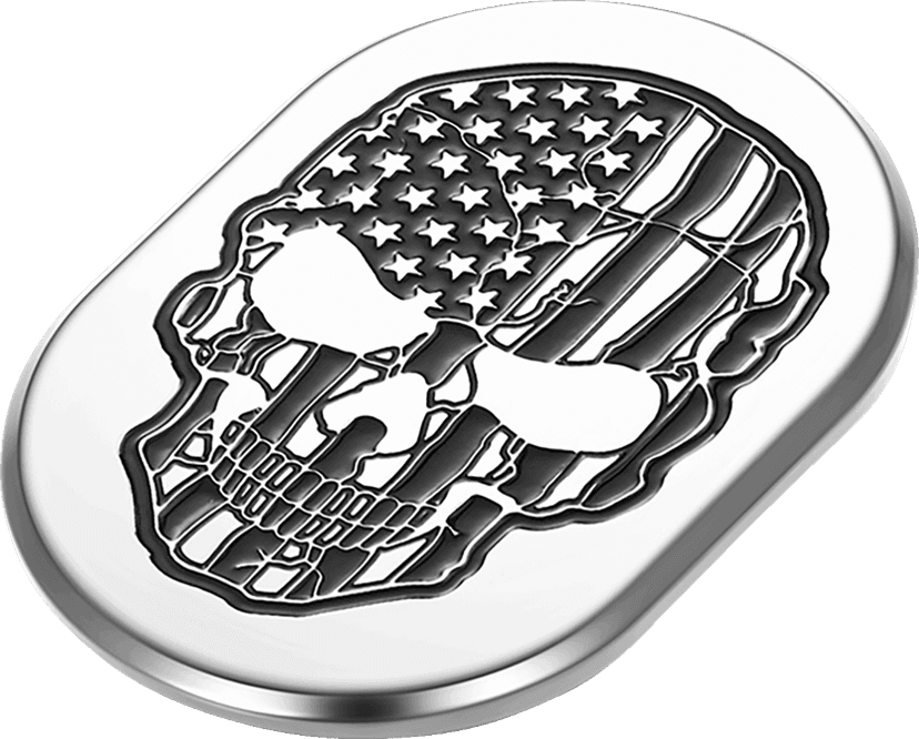 FIGURATI DESIGNS 1405-0314 Antenna Cover - Left Rear Fender - Contrast Cut American Flag Skull - Chrome — image 2 of 2