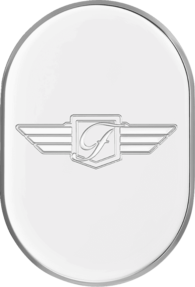 FIGURATI DESIGNS 1405-0315 Antenna Cover - Left Rear Fender - FD Logo - Polished Stainless Steel — image 1 of 2