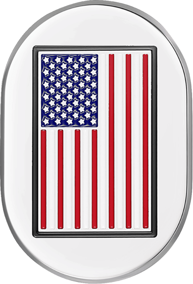 FIGURATI DESIGNS 1405-0321 Antenna Cover - Left Rear Fender - American Flag - Chrome — image 1 of 2