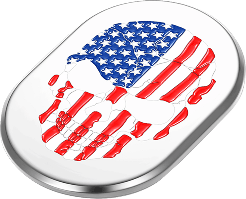 FIGURATI DESIGNS 1405-0325 Antenna Cover - Left Rear Fender - American Flag Skull - Chrome — image 2 of 2