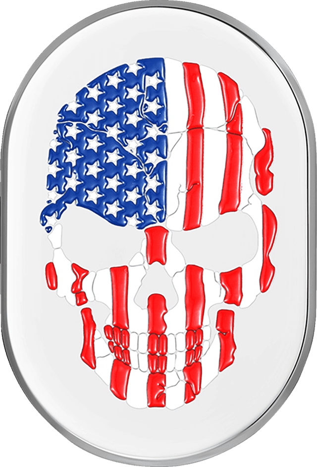 FIGURATI DESIGNS 1405-0326 Antenna Cover - Right Rear Fender - American Flag Skull - Chrome — image 1 of 2