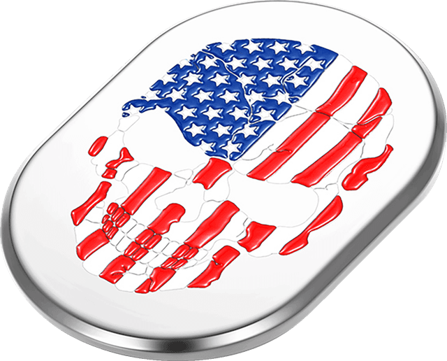 FIGURATI DESIGNS 1405-0326 Antenna Cover - Right Rear Fender - American Flag Skull - Chrome — image 2 of 2