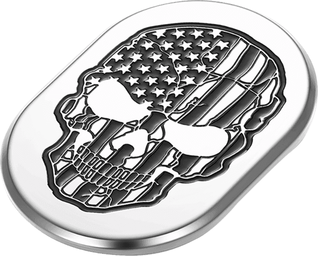 FIGURATI DESIGNS 1405-0333 Antenna Cover - Right Rear Fender - Contrast Cut American Flag Skull - Chrome — image 2 of 2