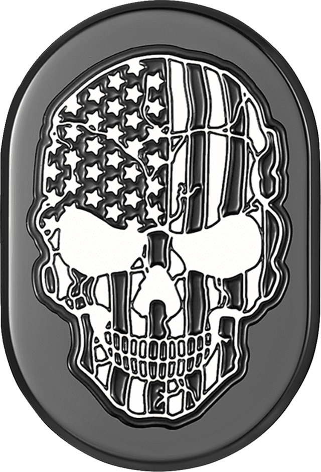 FIGURATI DESIGNS 1405-0334 Antenna Cover - Left Rear Fender - Contrast Cut American Flag Skull - Black — image 1 of 2
