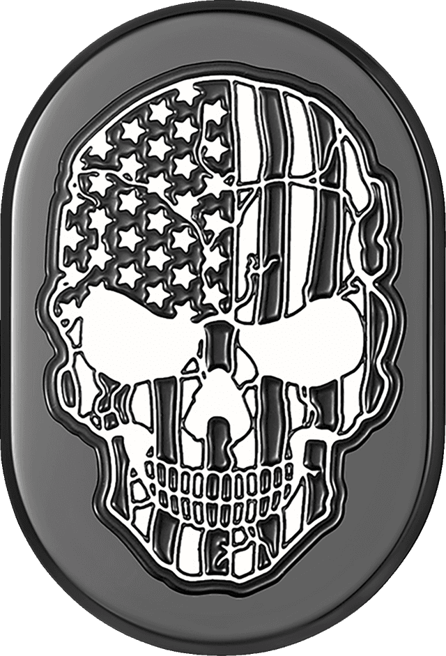FIGURATI DESIGNS 1405-0335 Antenna Cover - Right Rear Fender - Contrast Cut American Flag Skull - Black — image 1 of 2