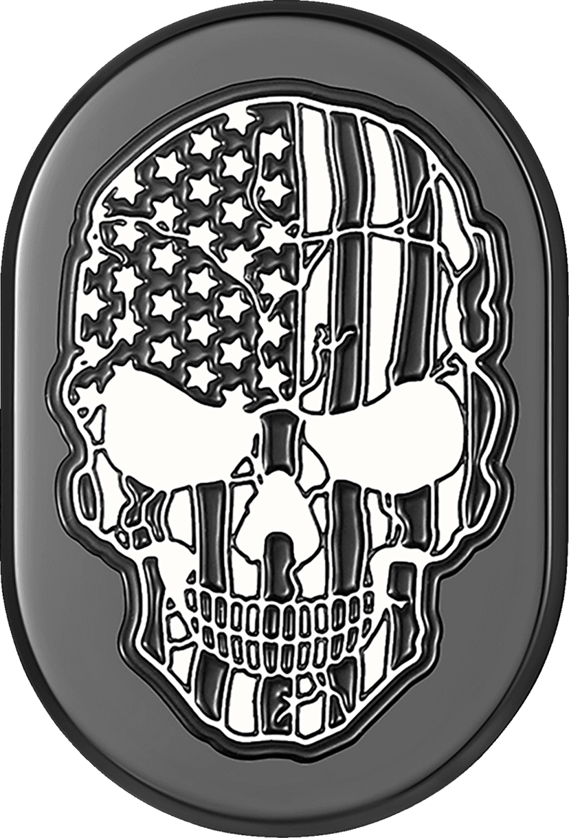 FIGURATI DESIGNS 1405-0335 Antenna Cover - Right Rear Fender - Contrast Cut American Flag Skull - Black — image 1 of 2