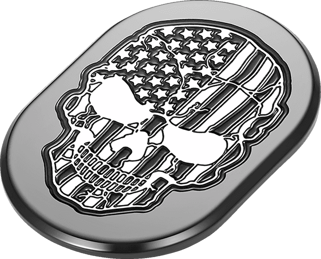 FIGURATI DESIGNS 1405-0335 Antenna Cover - Right Rear Fender - Contrast Cut American Flag Skull - Black — image 2 of 2