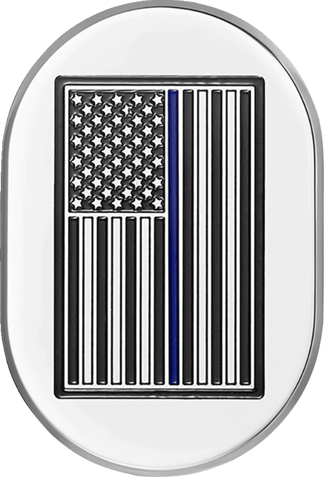 FIGURATI DESIGNS 1405-0346 Antenna Cover - Left Rear Fender - Blue Line American Flag - Chrome — image 1 of 2