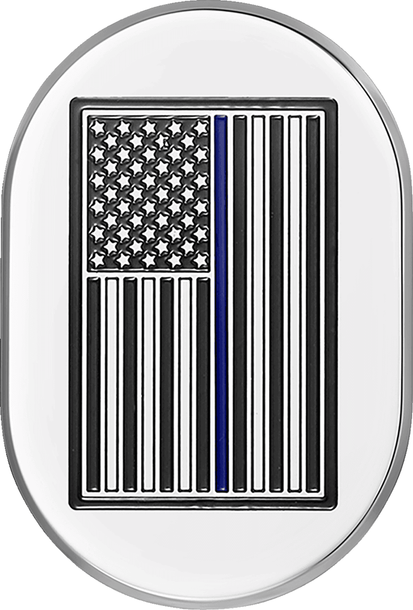 FIGURATI DESIGNS 1405-0347 Antenna Cover - Right Rear Fender - Blue Line American Flag - Chrome — image 1 of 2