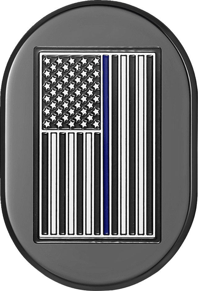 FIGURATI DESIGNS 1405-0348 Antenna Cover - Left Rear Fender - Blue Line American Flag - Black — image 1 of 2