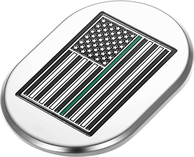 FIGURATI DESIGNS 1405-0349 Antenna Cover - Left Rear Fender - Green Line American Flag - Chrome — image 2 of 2