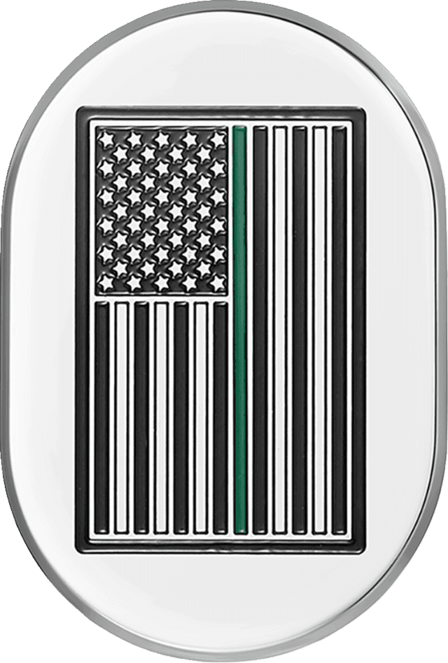 FIGURATI DESIGNS 1405-0349 Antenna Cover - Left Rear Fender - Green Line American Flag - Chrome — image 1 of 2