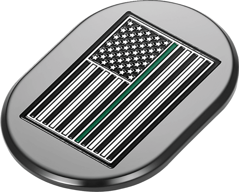 FIGURATI DESIGNS 1405-0351 Antenna Cover - Left Rear Fender - Green Line American Flag - Chrome — image 2 of 2