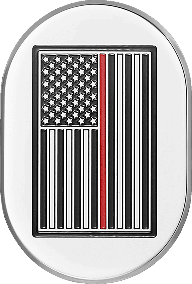 FIGURATI DESIGNS 1405-0354 Antenna Cover - Right Rear Fender - Red Line American Flag - Chrome — image 1 of 2