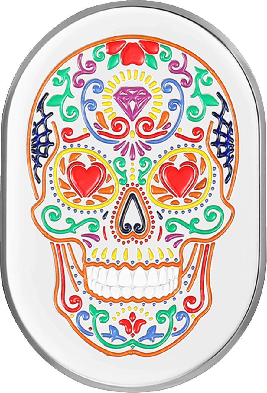 FIGURATI DESIGNS 1405-0366 Antenna Cover - Left Rear Fender - Sugar Skull - Chrome