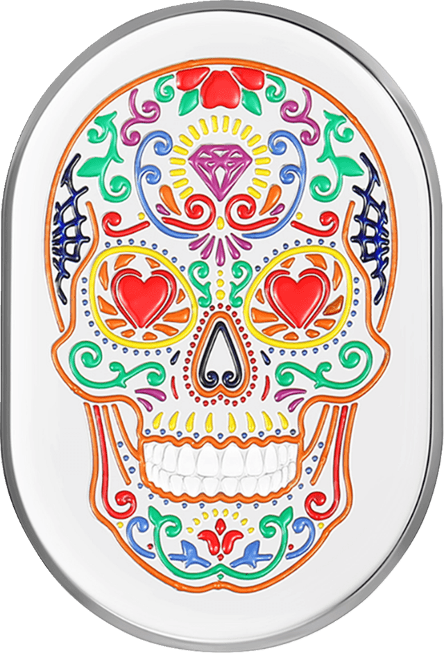 FIGURATI DESIGNS 1405-0367 Antenna Cover - Right Rear Fender - Sugar Skull - Chrome — image 1 of 3