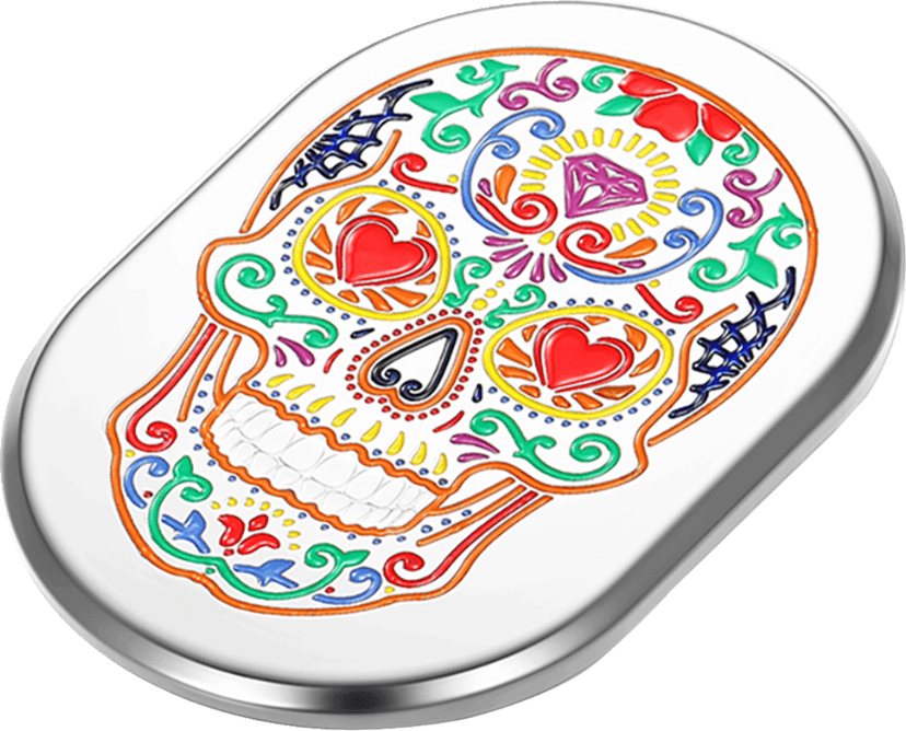 FIGURATI DESIGNS 1405-0367 Antenna Cover - Right Rear Fender - Sugar Skull - Chrome — image 2 of 3