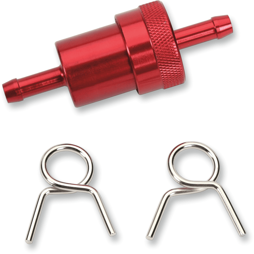 EMGO 14-34470 Anodized Aluminum Fuel Filter - Red - 1/4"